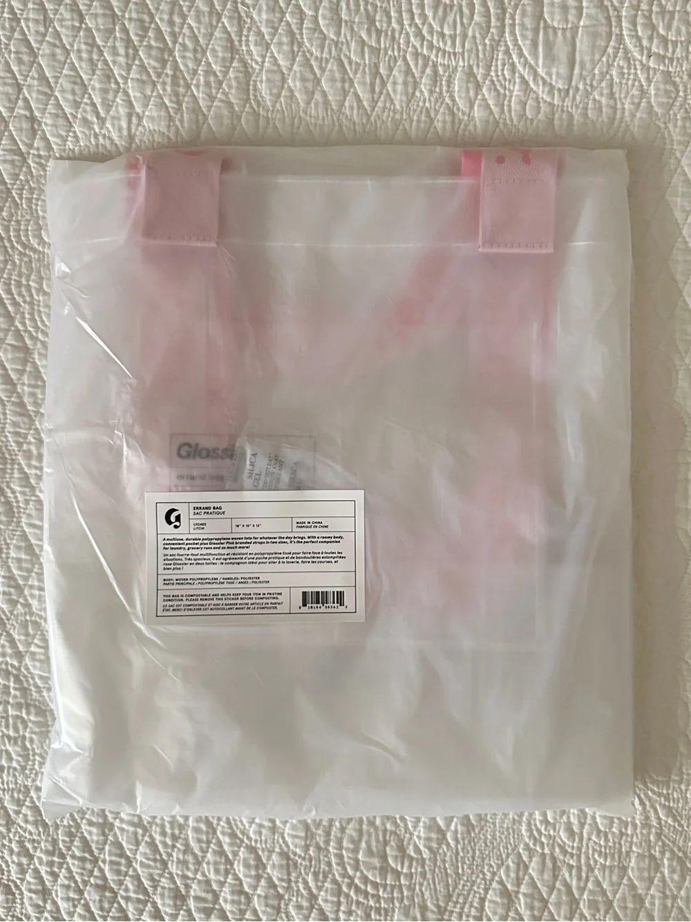 New Glossier Errand Bag Transparent Tote with Pink Straps Limited Edition